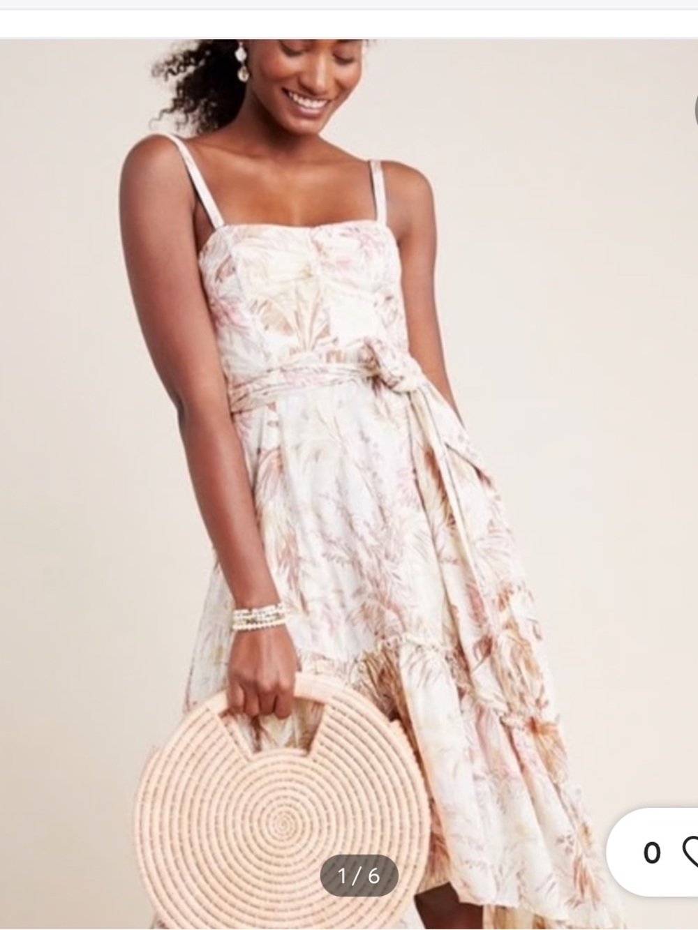 Anthropologie Adriana Strapless Dress — Cream & Blush Floral Women’s 4/Small